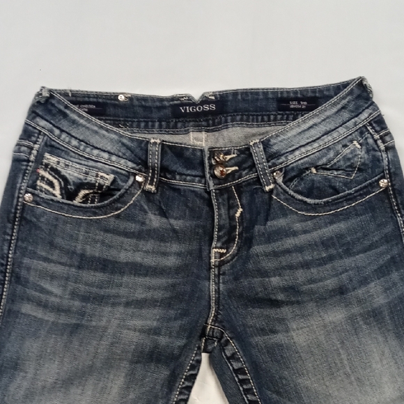 Vigoss Blue Boot Cut Jeans with Vintage Embroidery - Picture 2 of 14